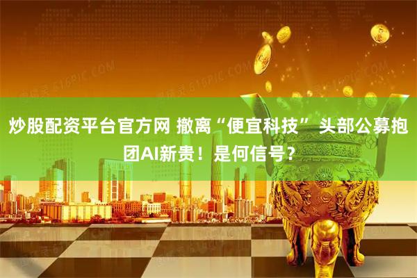 炒股配资平台官方网 撤离“便宜科技” 头部公募抱团AI新贵！是何信号？